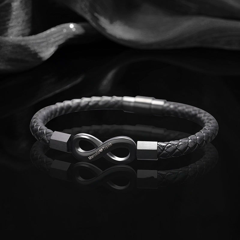 Infinite Love Engraved Leather Bracelet